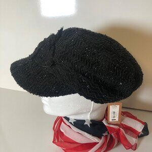 Sonoma Life Style Black Sparkle Textured Newsboy Cap One Size Hat NEW
